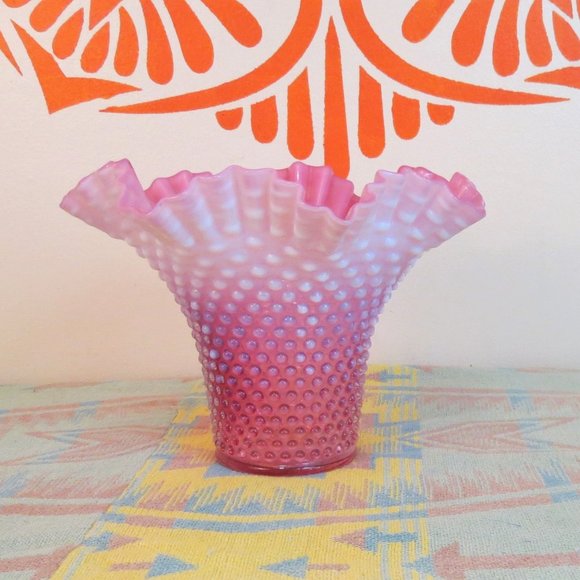 Fenton Other - Vintage Fenton Pink Ombre Hobnail Vase 7 1/2"